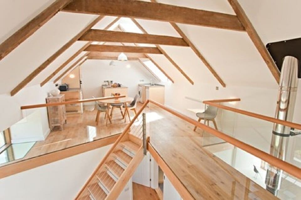 Kitchen, dining and glass walkway (upstairs)