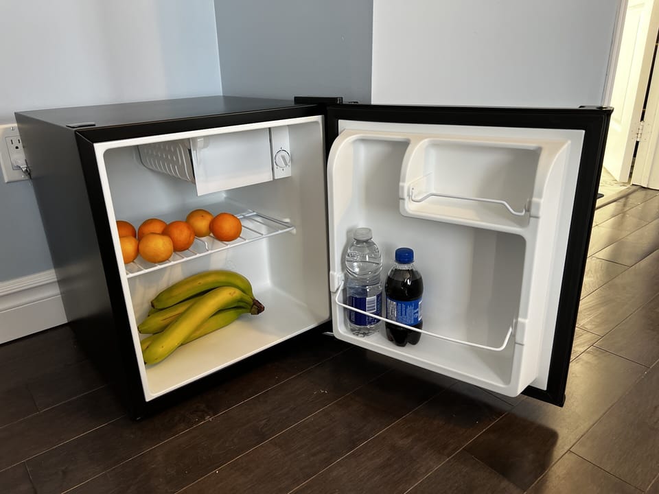 Mini fridge in master bedroom
