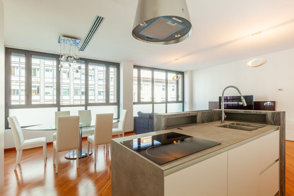 Apartment | Private kitchen | Full-size fridge, microwave, oven, stovetop