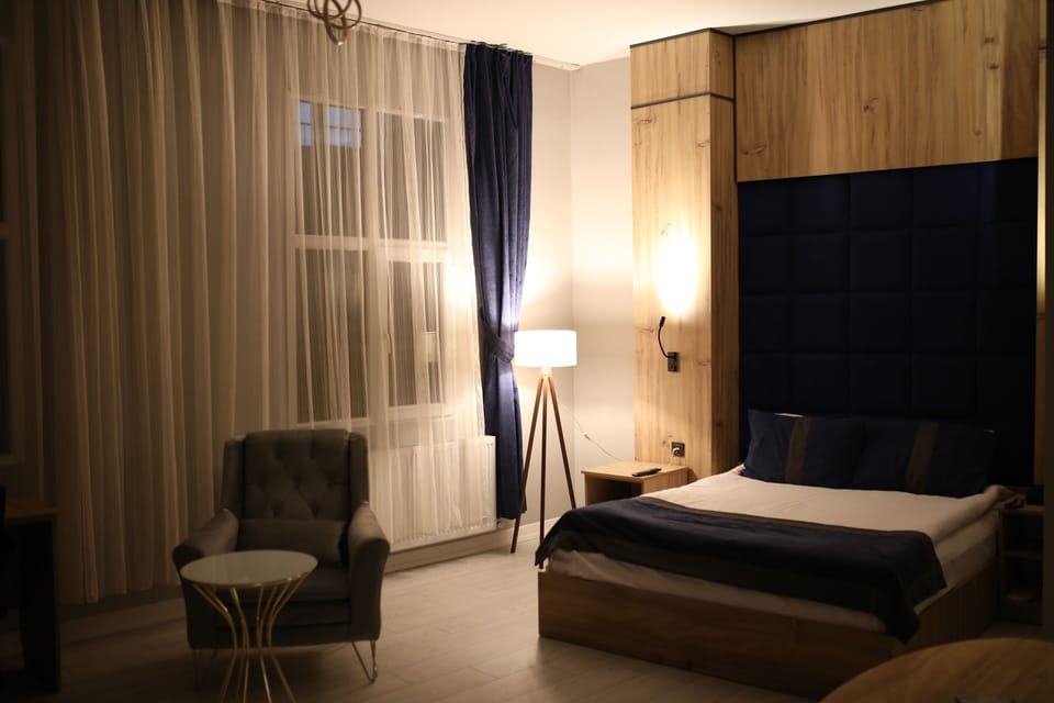 Free minibar items, desk, laptop workspace, soundproofing