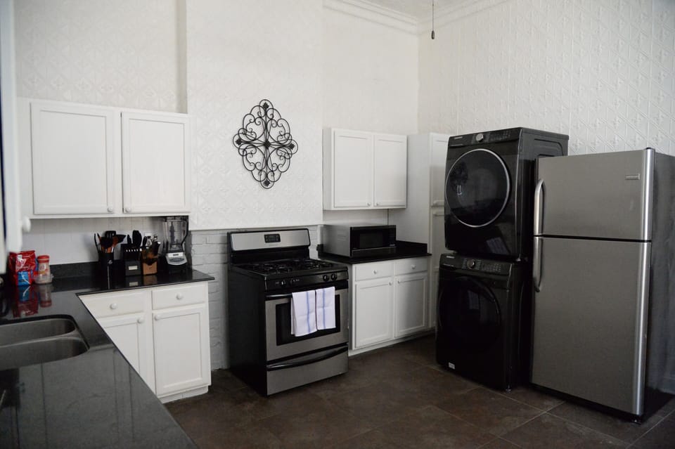 Spacious kitchen with stainless steel appliances