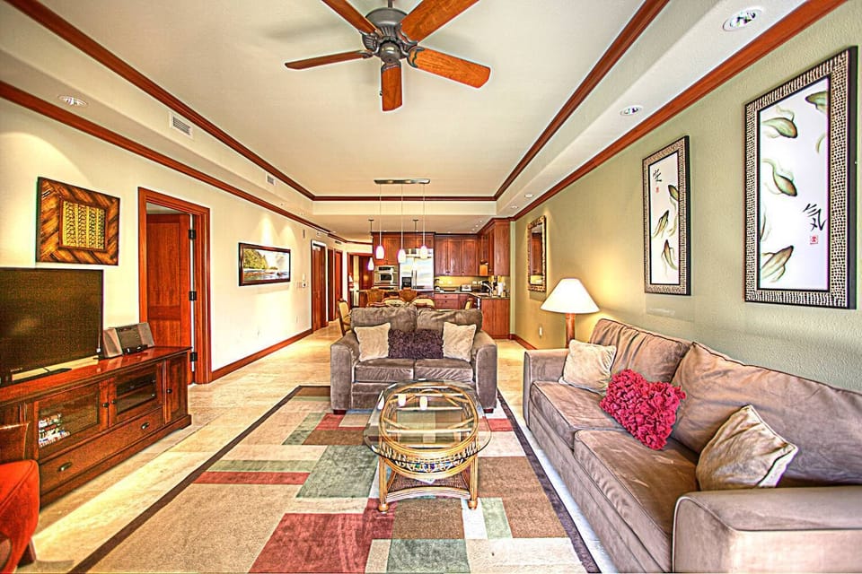 Condo, Multiple Beds, Patio, Garden View (Kolea 11D) | Living area | 55-inch flat-screen TV with digital channels