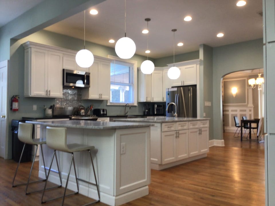 Open concept gourmet kitchen. 2 dishwashers and a wine cooler.  