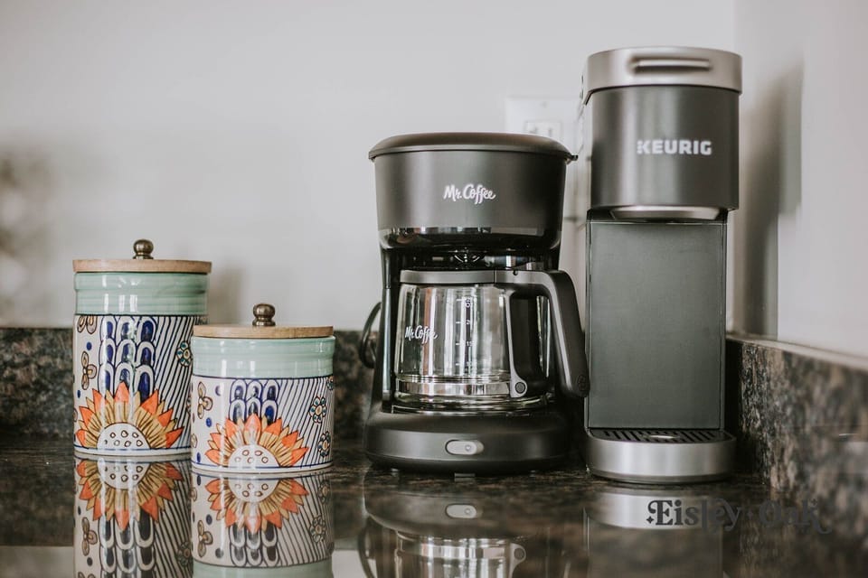 Both a full-size coffee maker and Keurig machine