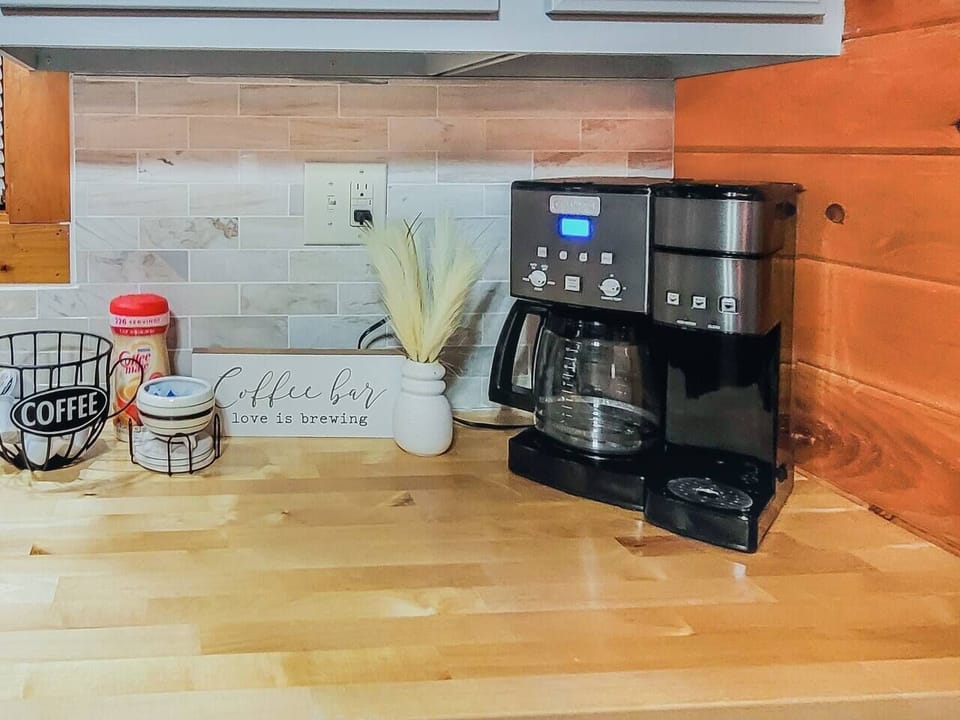 Brew your coffee with style in our charming coffee corner!