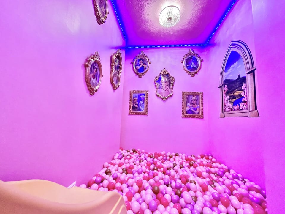 The Ultimate Pink Princess Castle w Hidden Rm, Slide, Foam Pit, PlayArea, Switch