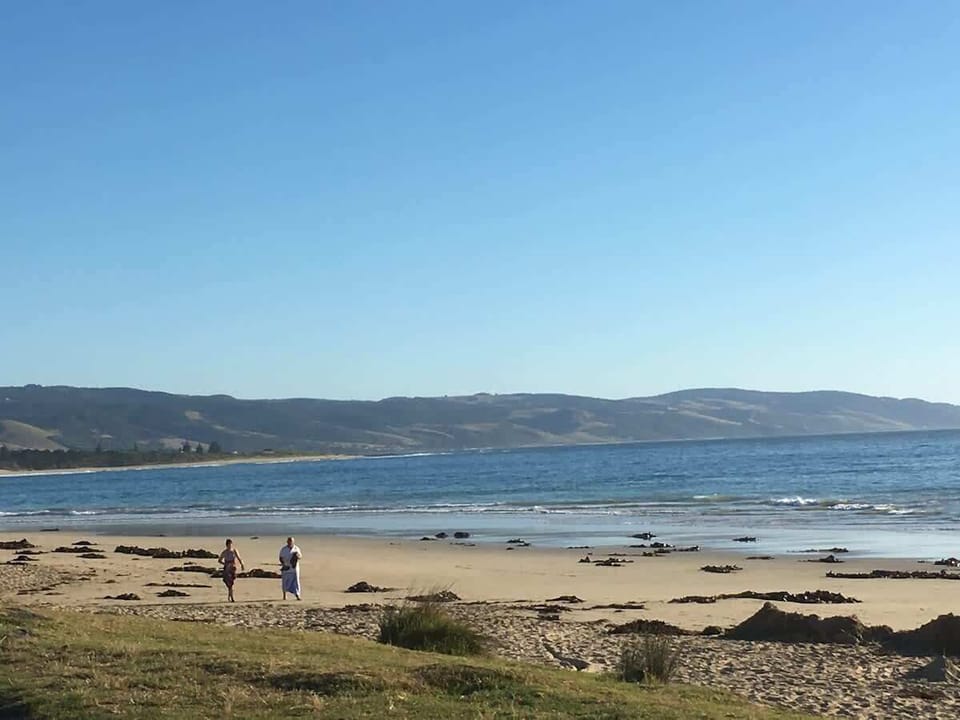 Across the road to the beach.