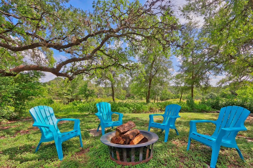 Firepit with Adirondack chairs