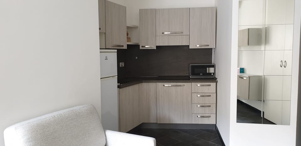 City Apartment | Private kitchen | Full-size fridge, microwave, stovetop, cookware/dishes/utensils