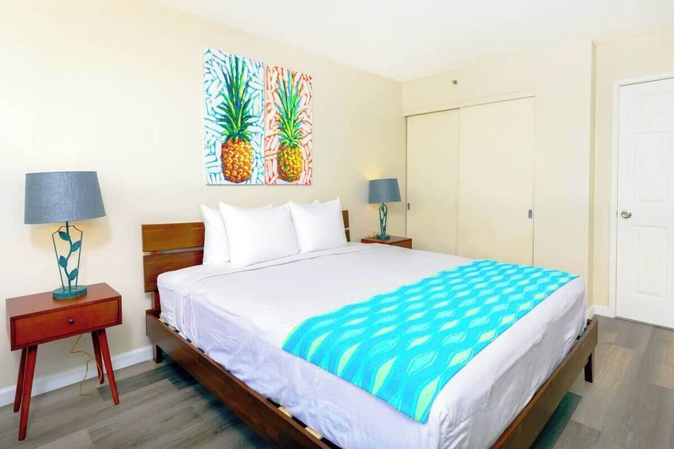 Bedroom with a king-size bed and bathroom access