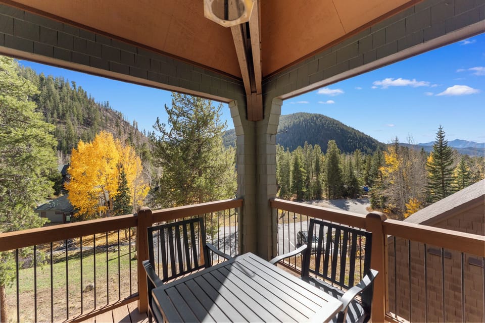 Private balcony with outdoor seating.