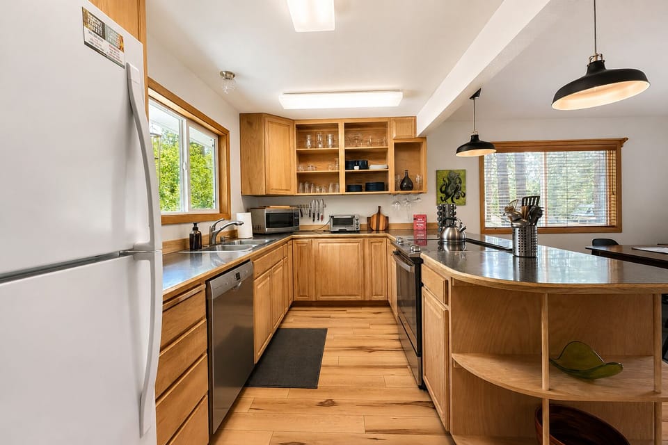 Full kitchen for meal prep and serving your guests.