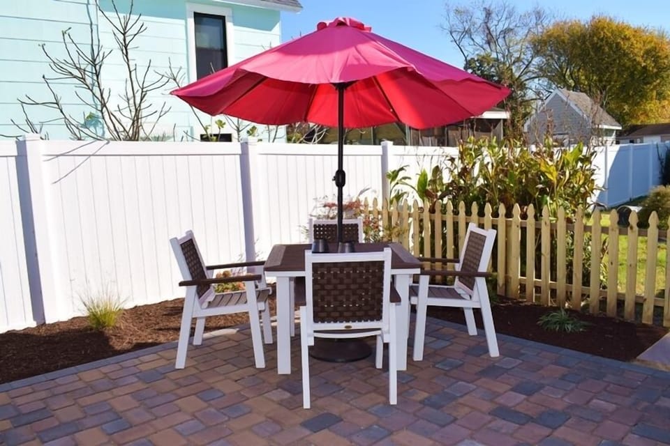 Backyard with plenty of seating