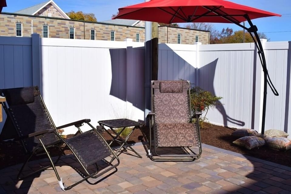 Backyard with plenty of seating