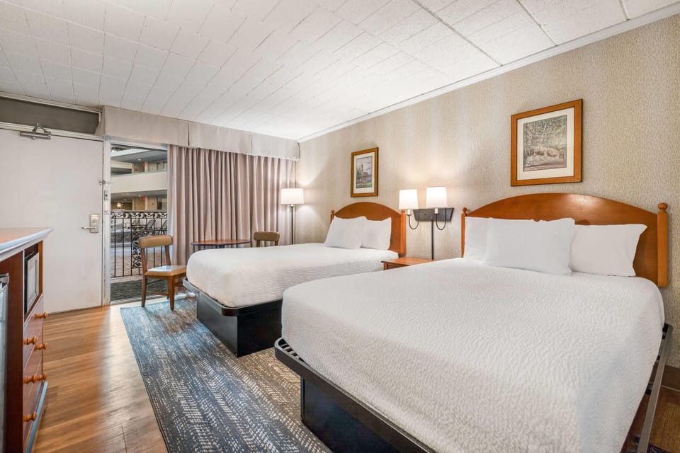 Room, 2 Double Beds, Non Smoking (Interior Entrance) | Laptop workspace, iron/ironing board, free cribs/infant beds, free WiFi