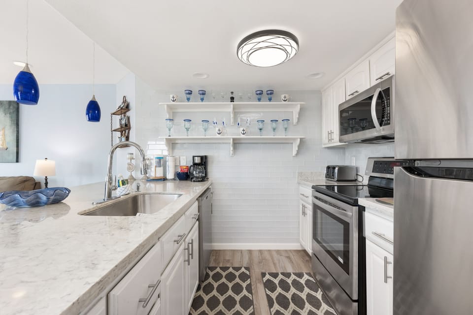 Our fully equipped kitchen can help you prepare meals.