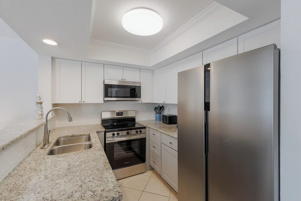 Updated kitchen with stainless steel appliances