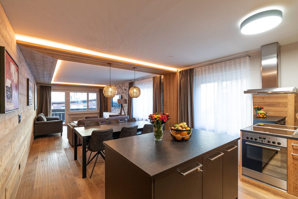 Two-Bedroom Apartment with Matterhorn View (3rd floor) | Private kitchen | Full-size fridge, oven, stovetop, dishwasher