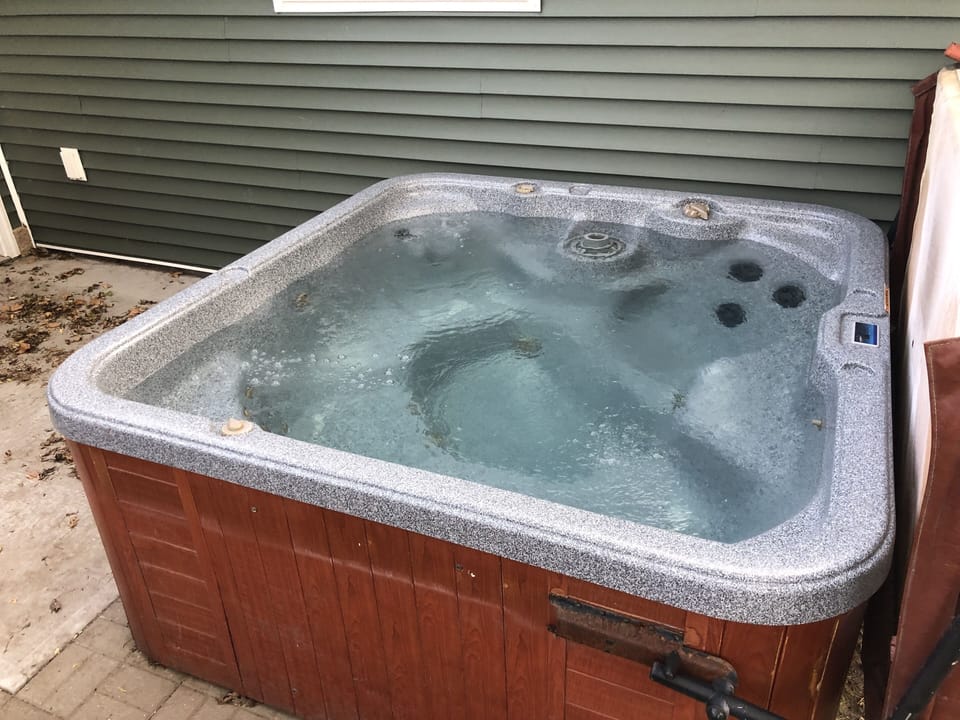Hot tub on back patio.