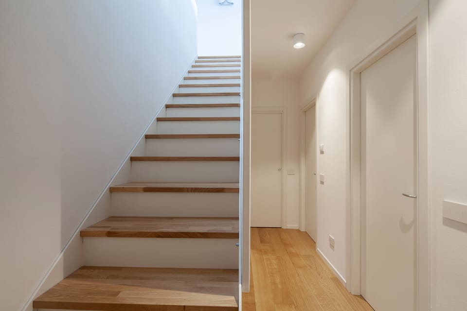 Steps down to the bedrooms level