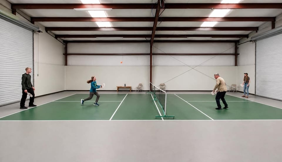 Our most unique feature: indoor pickleball gym with half basketball and other games. 