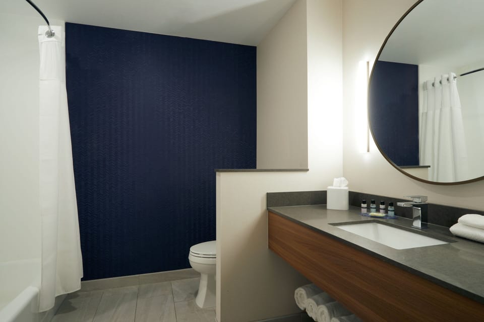 Free toiletries, hair dryer, towels