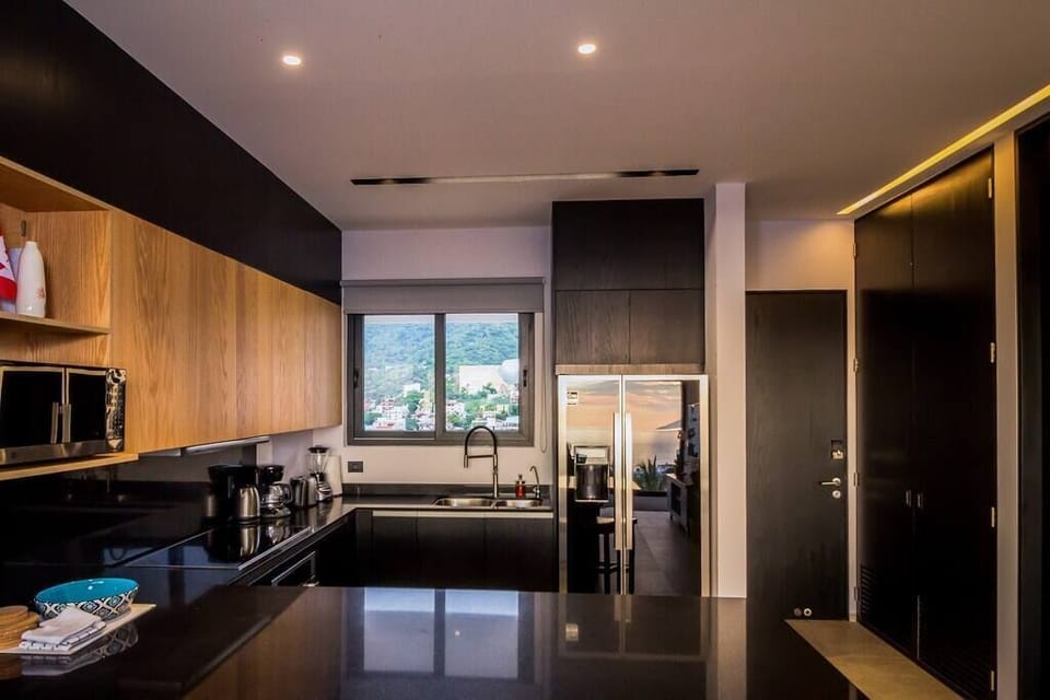 Kitchen with mountain view