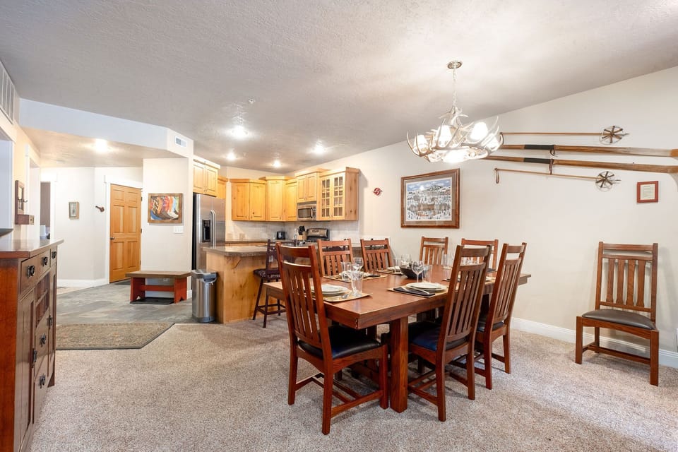 Dining room table with seating for 8