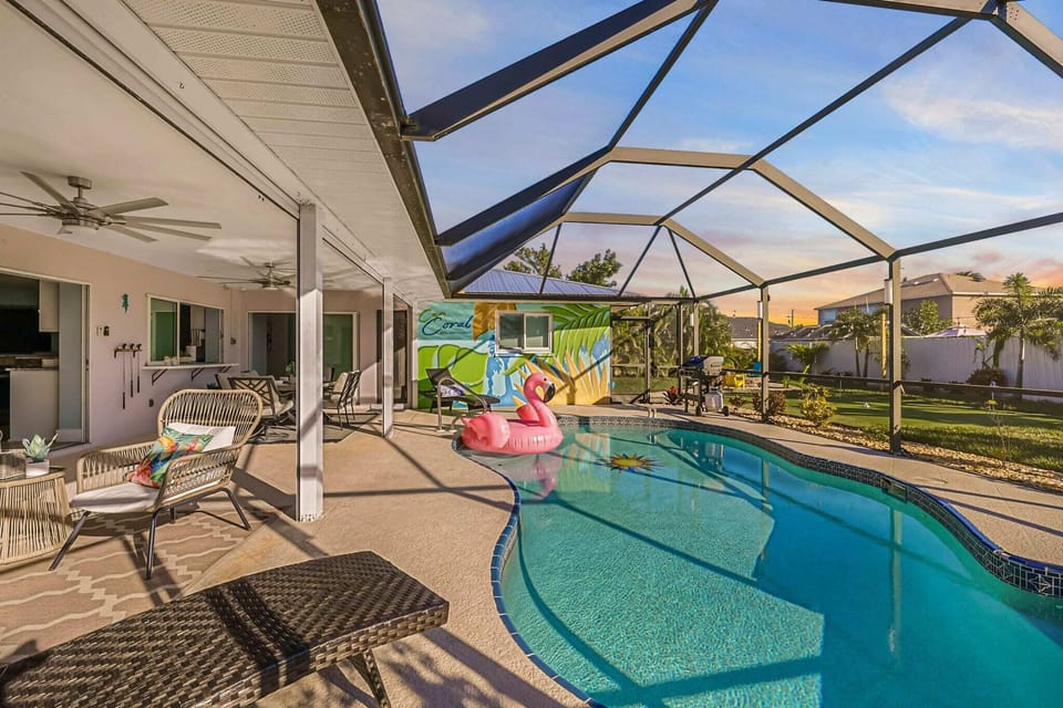 Our heated pool is screened in to keep insects away and to give you a sense of privacy.