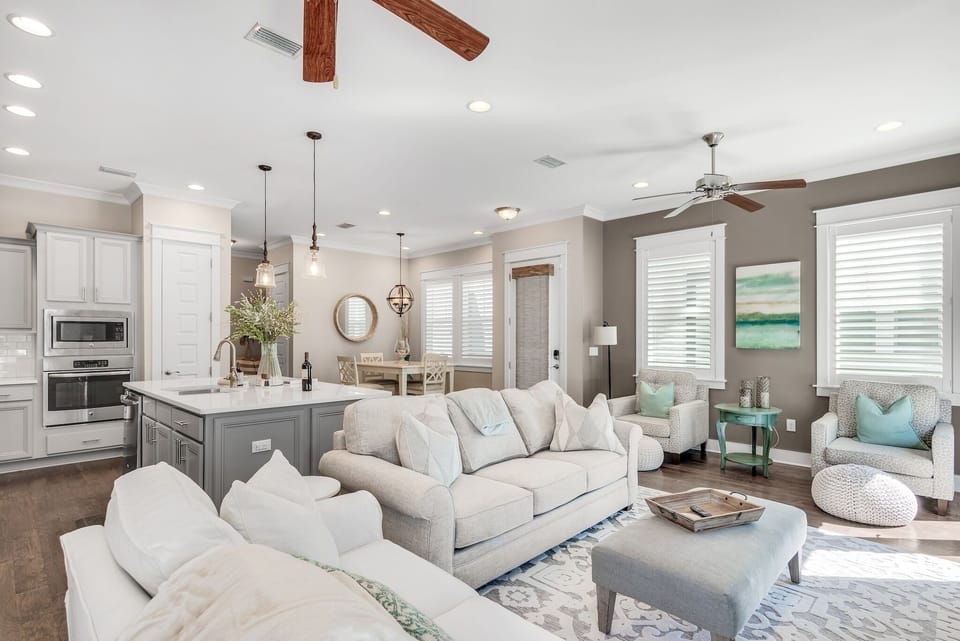 The open floor plan allows all guests to stay connected while entertaining.
