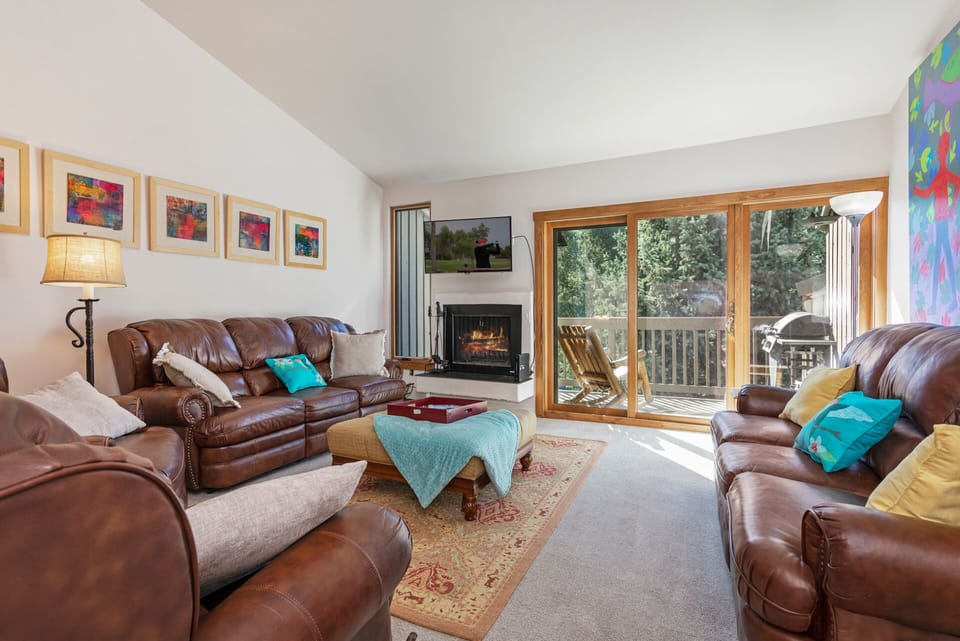Living Room with Wood Burning Fireplace
