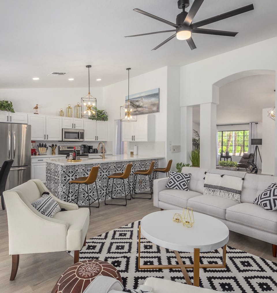 Kitchen open to the living room.