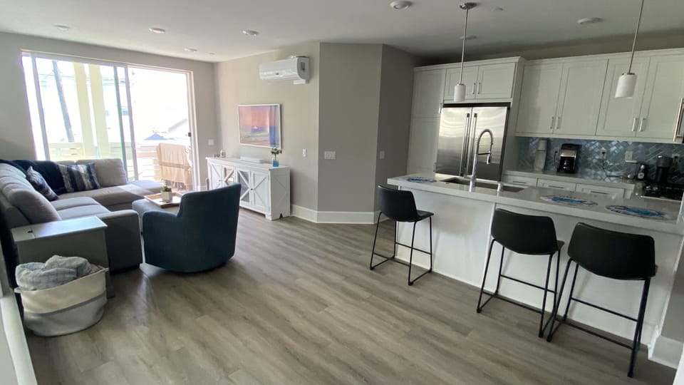 Family room and kitchen