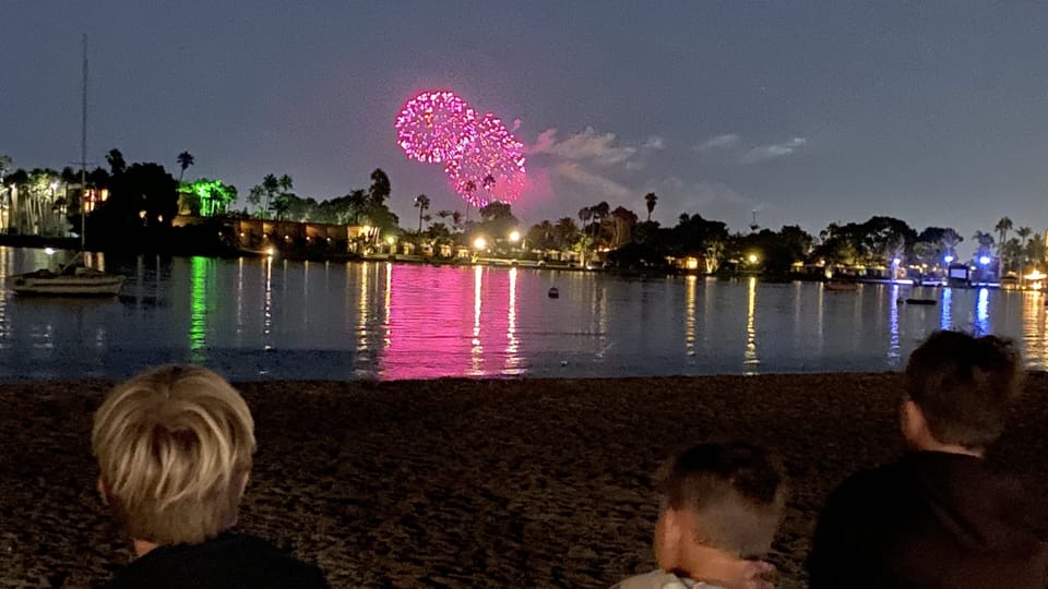 Fireworks are 20 steps away every night in the summer, from Seaworld!