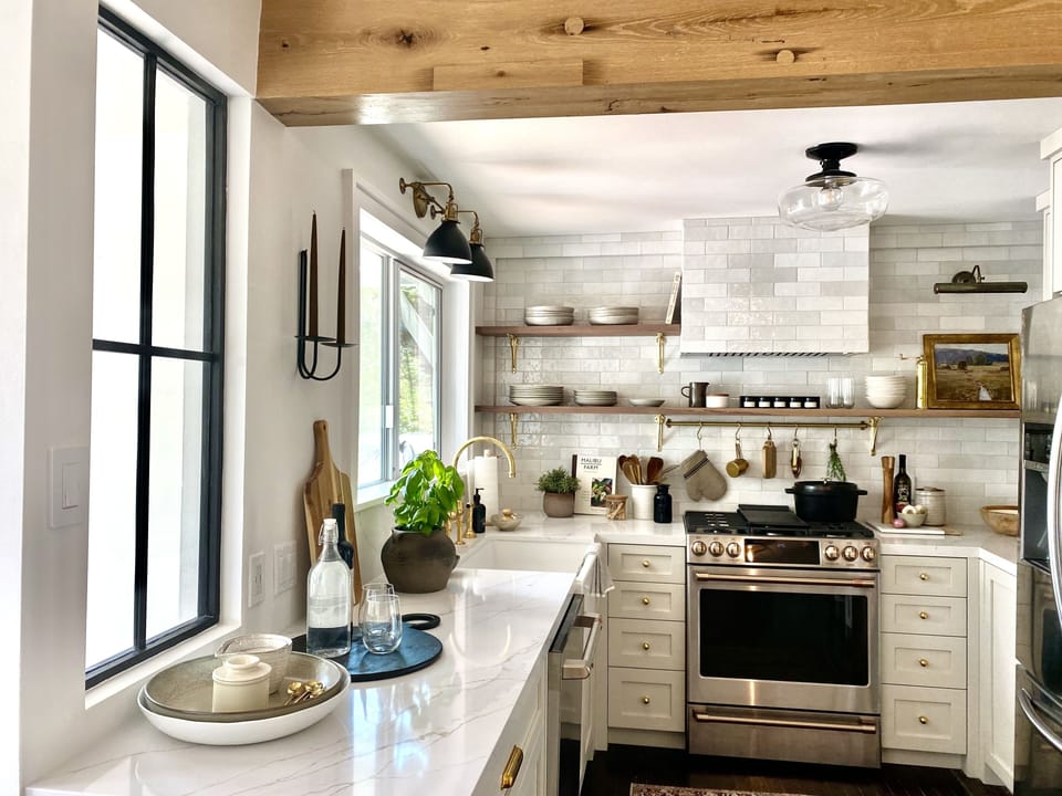 Newly renovated kitchen offers a tiny space to make a fabulous meal.