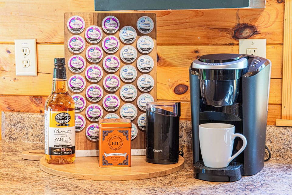 Both Keurig and standard coffee pot are available for your morning coffee habit.