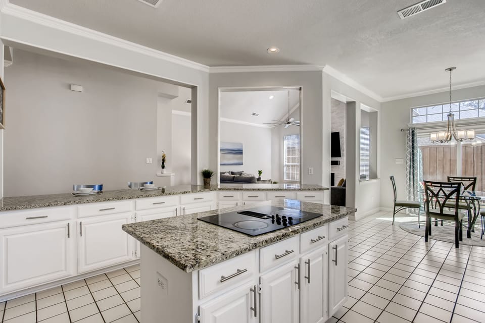 Open concept with LED lighting and plenty of light
