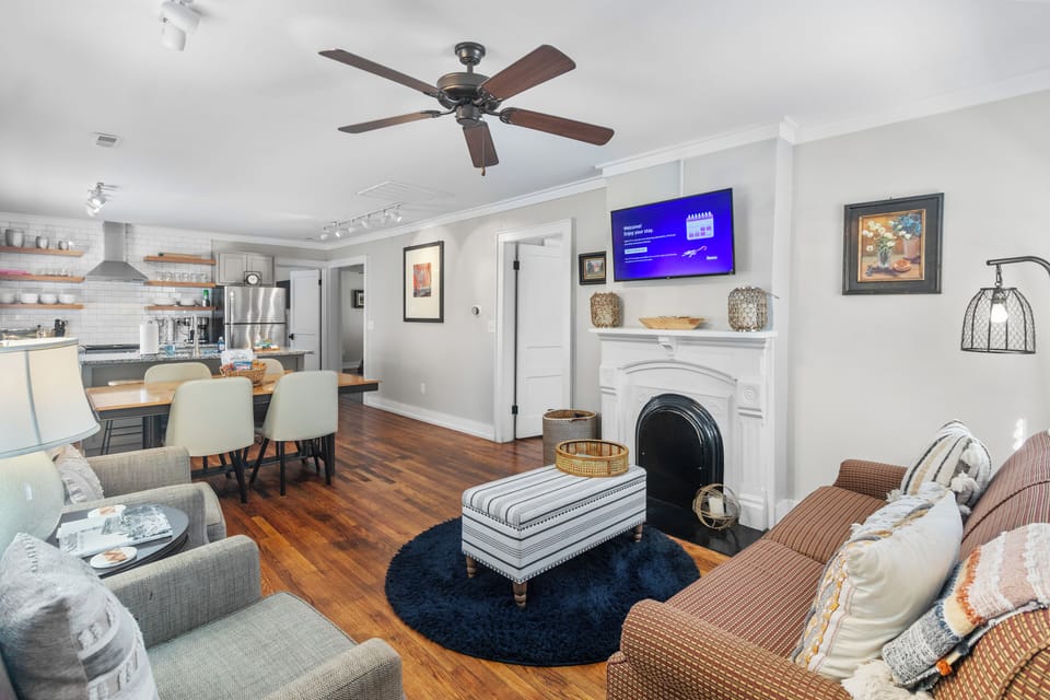 Spacous living room as you come in the yellow entry door