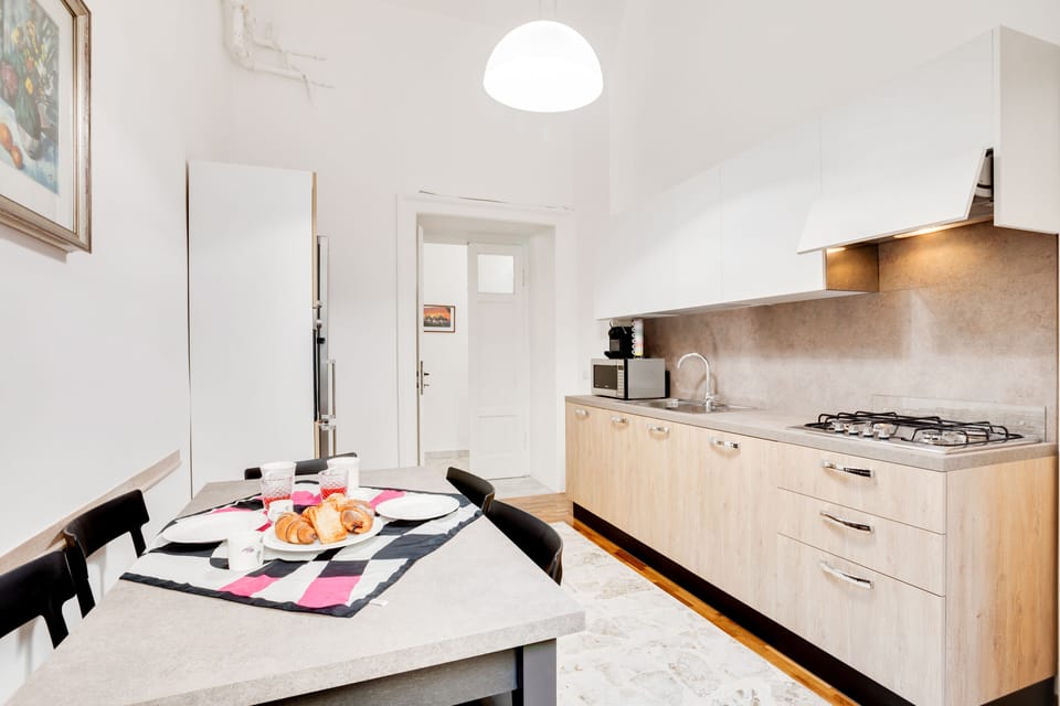 Apartment | Private kitchen | Full-size fridge, microwave, oven, stovetop