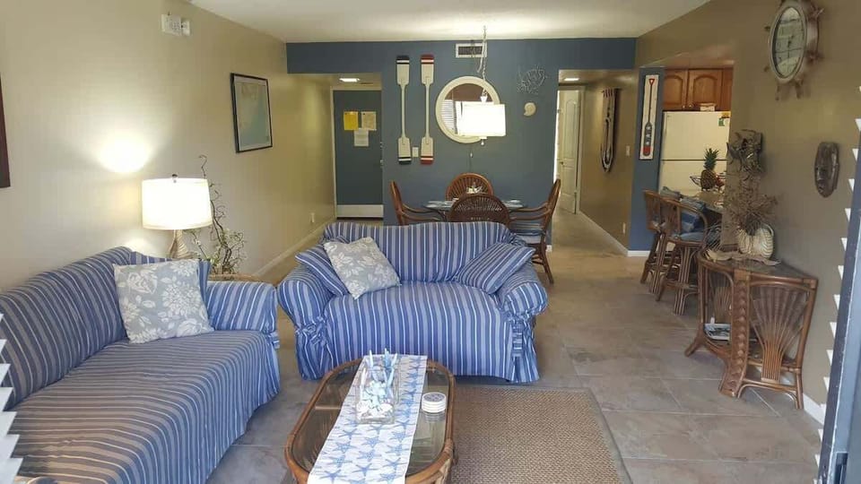Relax in the cozy living room, which has a futon bed that can sleep extra guests.