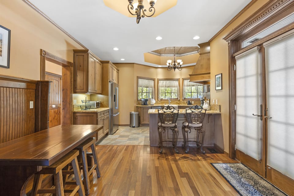 Warm, bright kitchen with a breakfast nook