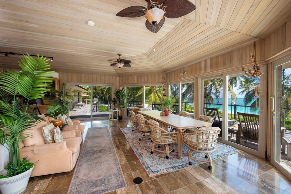 Dining area with ocean views.