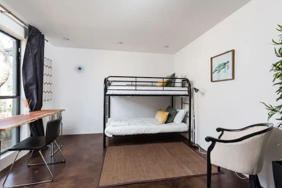 5th bedroom. Sleeps 3 people. A bunk bed is full-size bottom and twin size top.