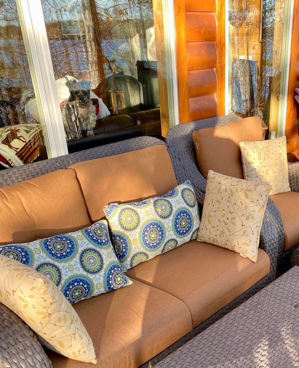 Enjoy your coffee on your private deck overlooking Round lake