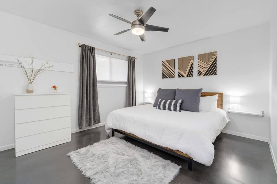 The larger bedroom has a King bed with a comfy Sealy Cocoon mattress. 