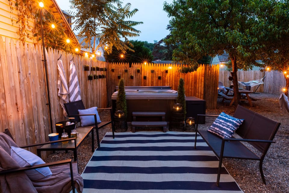 Hot tub and seating area