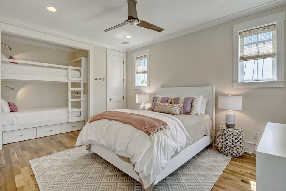 Guest Queen bedroom with Bunks. 