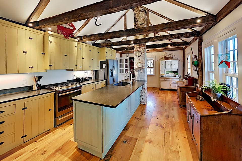 The kitchen has kept all the historic character and updated it for today's convenience.