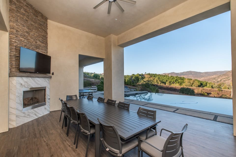 Indoor/Outdoor dining-seats up to 12.