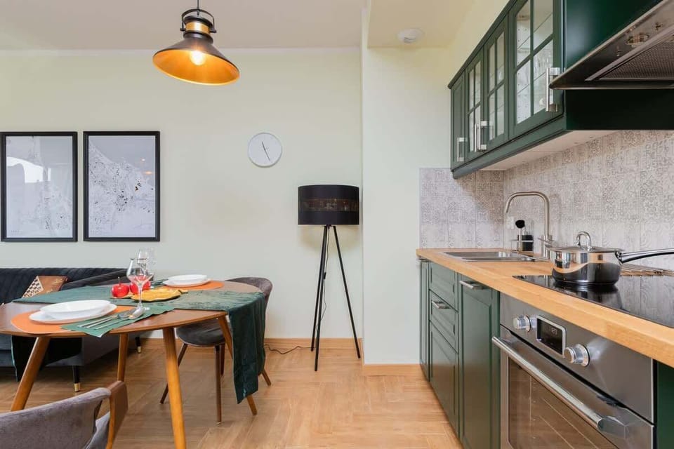 Modern kitchenette with dining area